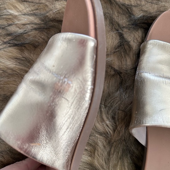 Steve Madden Metallic Gold Slide Sandals - Picture 2 of 6